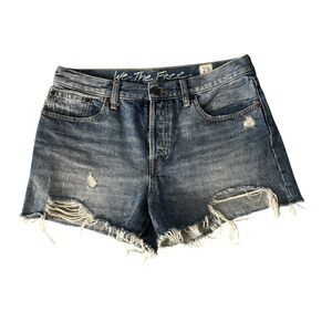 We The Free Denim Shorts Womens 29 Blue Distressed‎ Frayed Hem Button Fly People